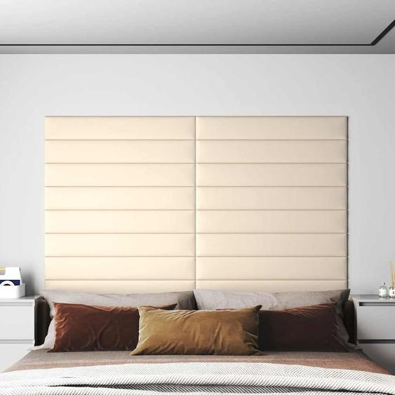 Panneaux muraux 12 pcs Crème 90x15 cm Velours 1,62 m²