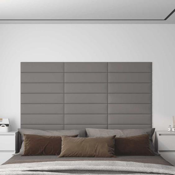 Panneaux muraux 12 pcs Gris clair 60x15 cm Tissu 1,08 m²
