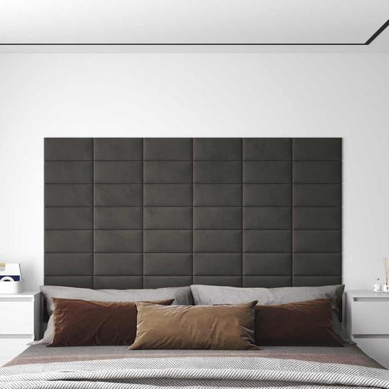 Panneaux muraux 12 pcs Gris foncé 30x15 cm Velours 0,54 m²