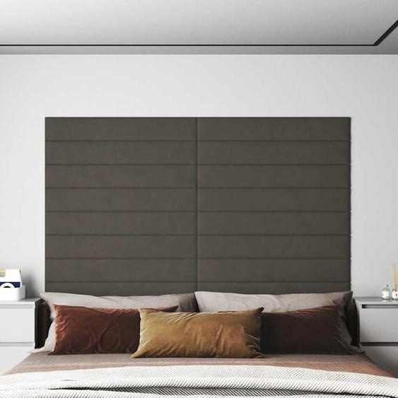 Panneaux muraux 12 pcs Gris foncé 90x15 cm Velours 1,62 m²