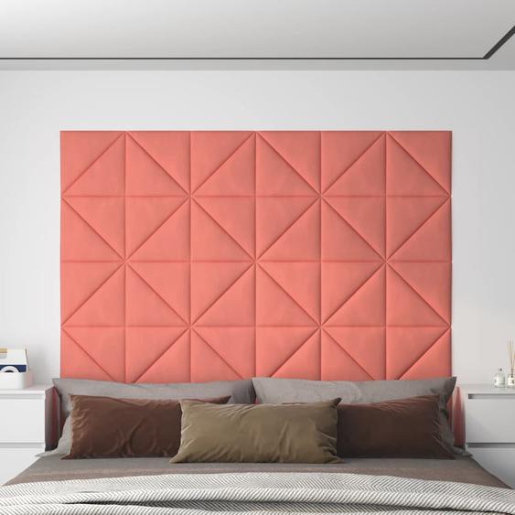 Panneaux muraux 12 pcs Rose 30x30 cm Velours 0,54 m²