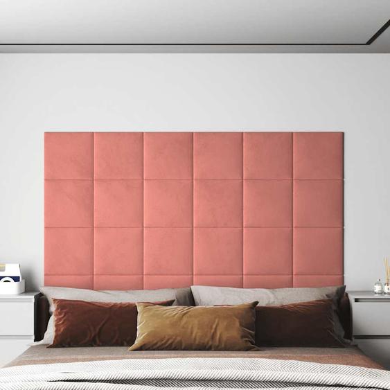 Panneaux muraux 12 pcs Rose 30x30 cm Velours 1,08 m²