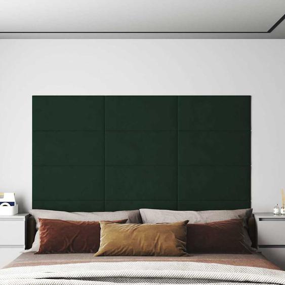 Panneaux muraux 12 pcs Vert foncé 60x30 cm Velours 2,16 m²