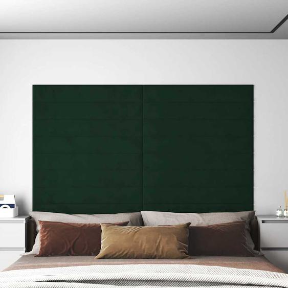 Panneaux muraux 12 pcs Vert foncé 90x15 cm Velours 1,62 m²