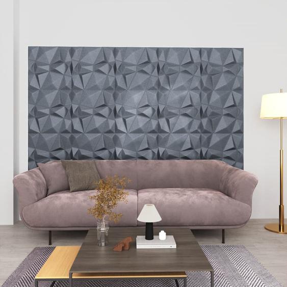 Panneaux muraux 3D 12 pcs 50x50 cm gris diamant 3 m²