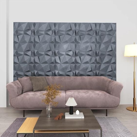 Panneaux muraux 3D 24 pcs 50x50 cm gris diamant 6 m²