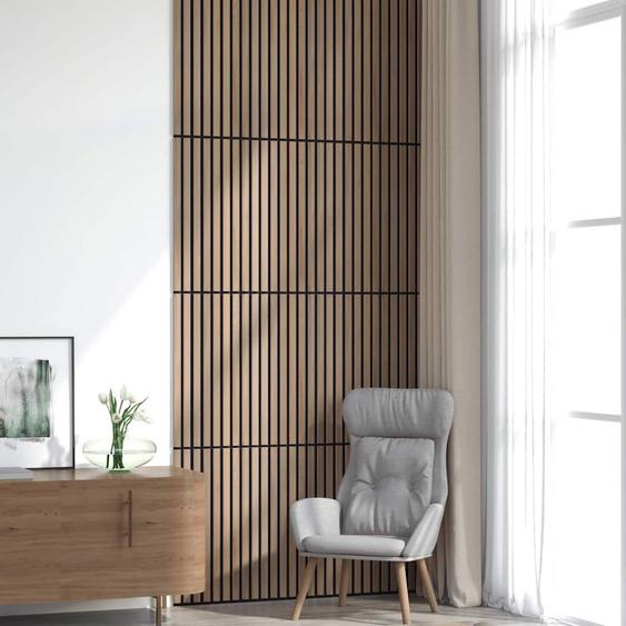 Panneaux muraux acoustiques 8pcs lattes 60,5x60cm placage chêne