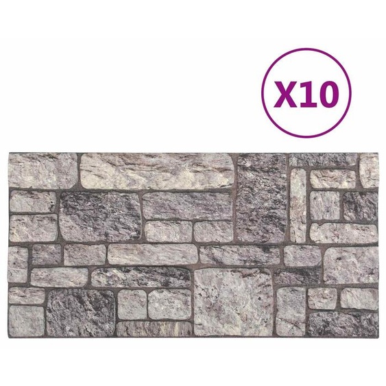 Panneaux muraux vidaXL, lot de 10, gris et blanc, 100 x 50 cm, mousse EPS