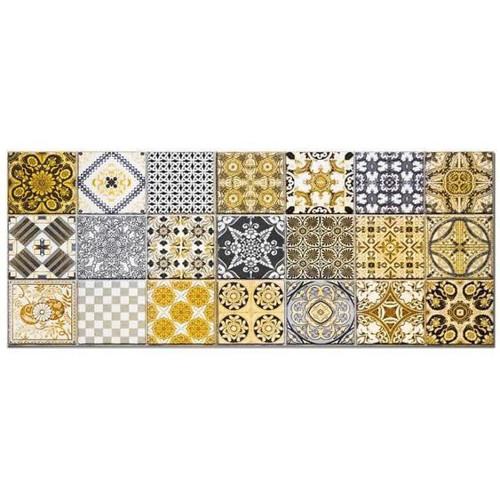 Panorama Crédence Adhésive Cuisine Hydraulique Jaune 60x200 cm - Crédence Adhésive pour Cuisine - Protege Mur Cuisine
