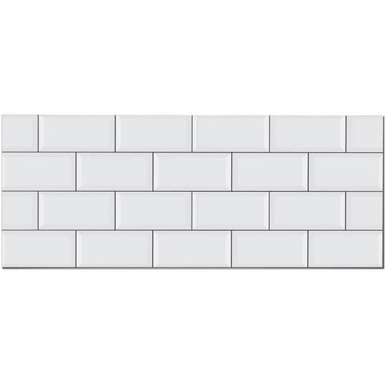 Panorama Crédence Adhésive Cuisine Tuile de Brique Blanche 60x200 cm - Crédence Adhésive pour Cuisine - Protege Mur Cuisine