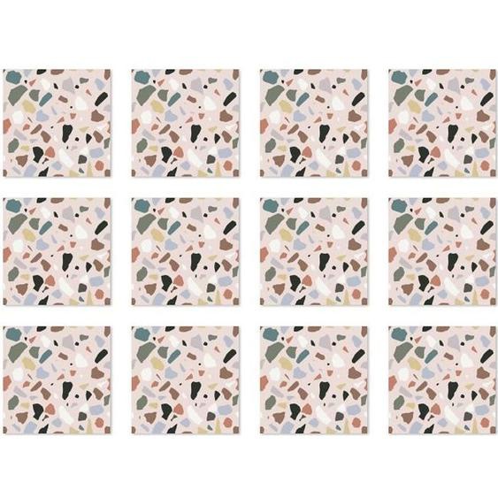 Panorama Stickers Carrelage Adhésif Cuisine 24 Pièces de 20x20cm Pierres Rose - Autocollant adhésif en Vinyle pour Carreaux muraux