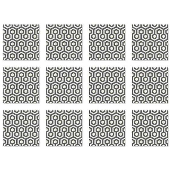 Panorama Stickers Carrelage Adhésif Cuisine 24 Pièces de 20x20cm The Shinig Grise - Autocollant adhésif en Vinyle pour Carreaux