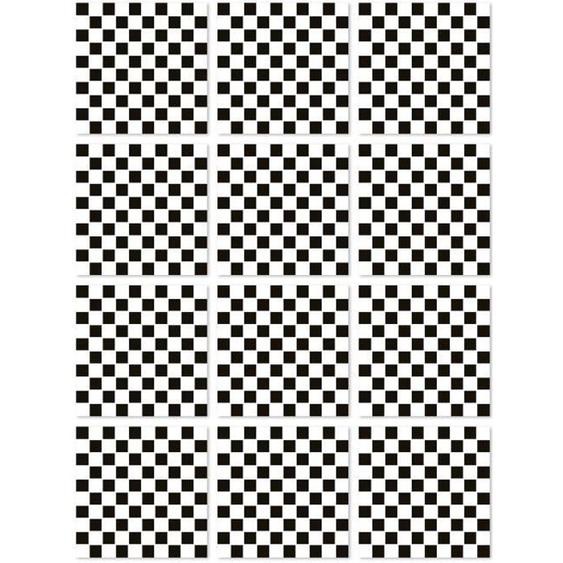 Panorama Stickers Carrelage Adhésif Cuisine 72 Pièces de 10x10cm Carrés Blanc et Noir - Autocollant adhésif en Vinyle pour Carreaux