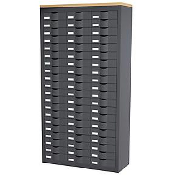 Paperflow Armoire 3 colonnes Cycladis 60 tiroirs - Ht 169,5 cm - Anthracite