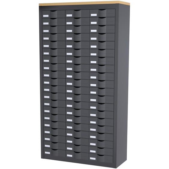 Paperflow Armoire 3 colonnes Cycladis 60 tiroirs - Ht 169,5 cm - Anthracite