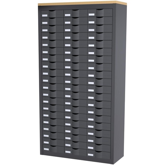 Paperflow Armoire 3 colonnes Cycladis 60 tiroirs - Ht 169,5 cm - Anthracite