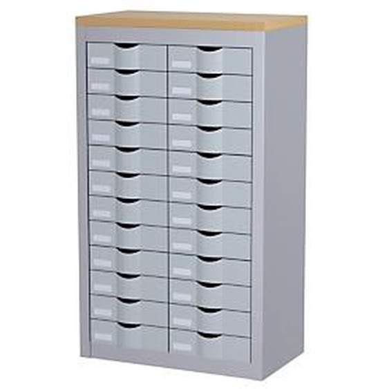 Paperflow Comptoir 2 colonnes Cycladis 24 tiroirs - Ht 106.5 cm - Aluminium