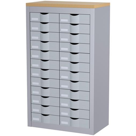 Paperflow Comptoir 2 colonnes Cycladis 24 tiroirs - Ht 106.5 cm - Aluminium