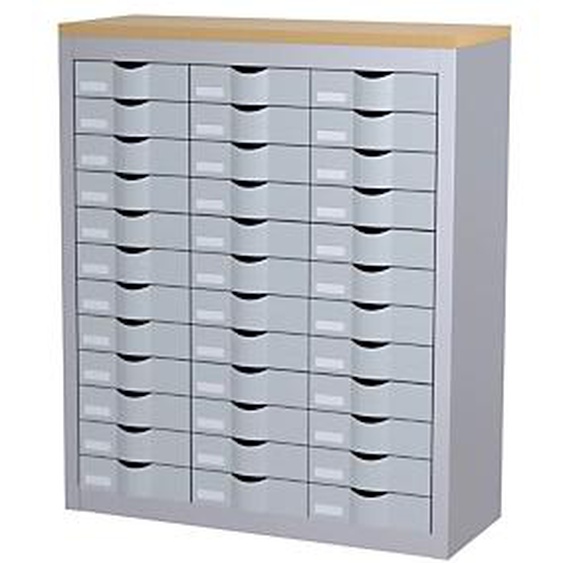 Paperflow Comptoir 3 colonnes Cycladis 36 tiroirs - Ht 106.5 cm - Aluminium