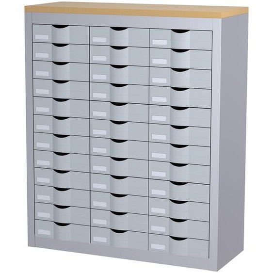Paperflow Comptoir 3 colonnes Cycladis 36 tiroirs - Ht 106.5 cm - Aluminium