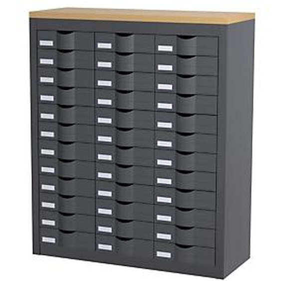 Paperflow Comptoir 3 colonnes Cycladis 36 tiroirs - Ht. 106.5 cm - Anthracite