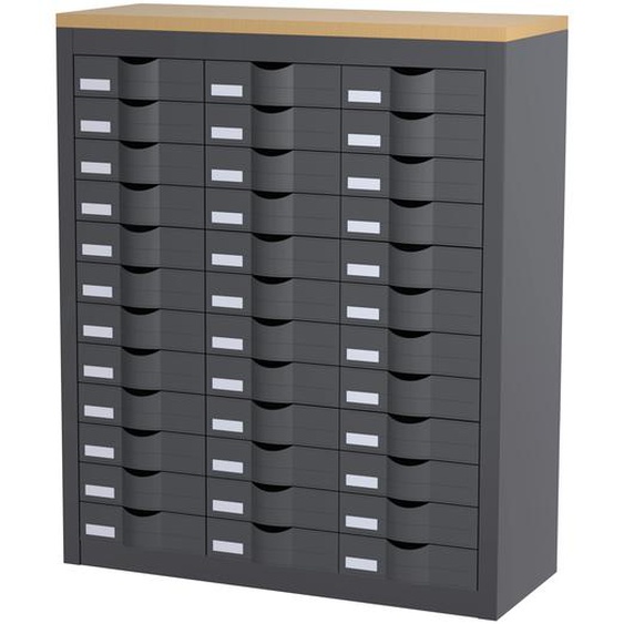 Paperflow Comptoir 3 colonnes Cycladis 36 tiroirs - Ht. 106.5 cm - Anthracite