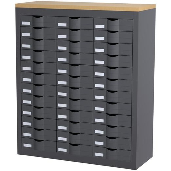 Paperflow Comptoir 3 colonnes Cycladis 36 tiroirs - Ht. 106.5 cm - Anthracite