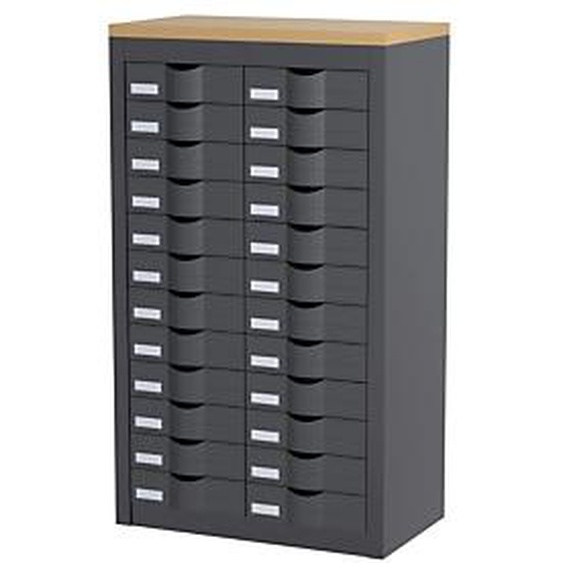 Paperflow Desserte 2 colonnes Cycladis 24 tiroirs - Ht .106.5 cm - Anthracite