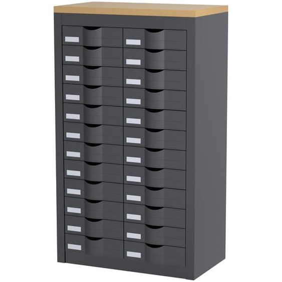 Paperflow Desserte 2 colonnes Cycladis 24 tiroirs - Ht .106.5 cm - Anthracite