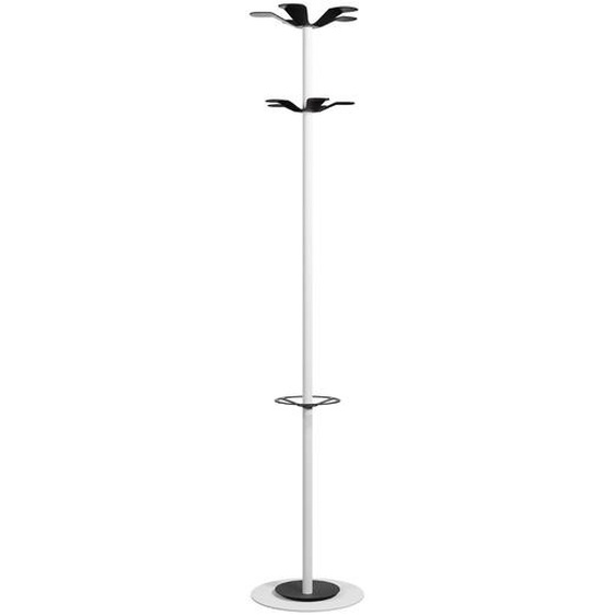 Paperflow portemanteau Marise 10 patères avec porte-parapluie - Blanc / Noir