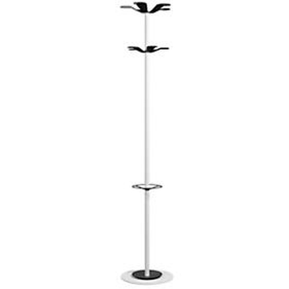 Paperflow portemanteau Marise 10 patères avec porte-parapluie - Blanc / Noir