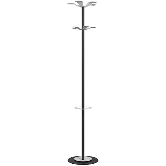 Paperflow portemanteau Marise 10 patères avec porte-parapluie - Noir / Blanc