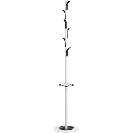Paperflow portemanteau Mindy 6 patères avec porte-parapluie - Blanc / Noir