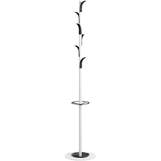 Paperflow portemanteau Mindy 6 patères avec porte-parapluie - Blanc / Noir