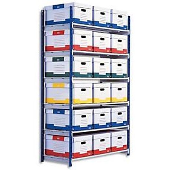 PAPERFLOW Rayonnage RangEco tubulaire élément Départ en acier, 6 tablettes - Dim. L125 x H200 x P54 cm