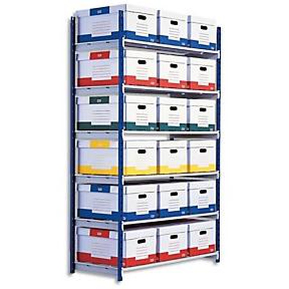 PAPERFLOW Rayonnage RangEco tubulaire élément Suivant en acier, 6 tablettes - Dim. L125 x H200 x P54 cm