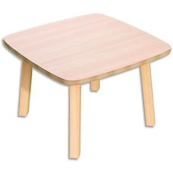 PAPERFLOW Table basse Woody en MDF replaqué hêtre, plateau 60 x 60 cm, piètement en bois massif