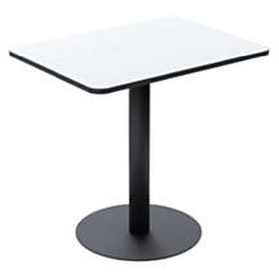 Paperflow Table de restauration carrée Mezzo 60 x 80 cm - Plateau stratifié Blanc - Pied central en acier Noir
