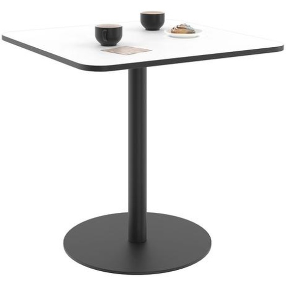 Paperflow Table de restauration carrée Mezzo 80 x 80 cm - Plateau stratifié Blanc - Pied central en acier Noir