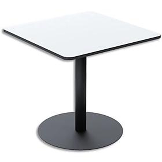PAPERFLOW Table de restauration Mezzo carré 80x80cm. Pied noir et plateau stratifié blanc