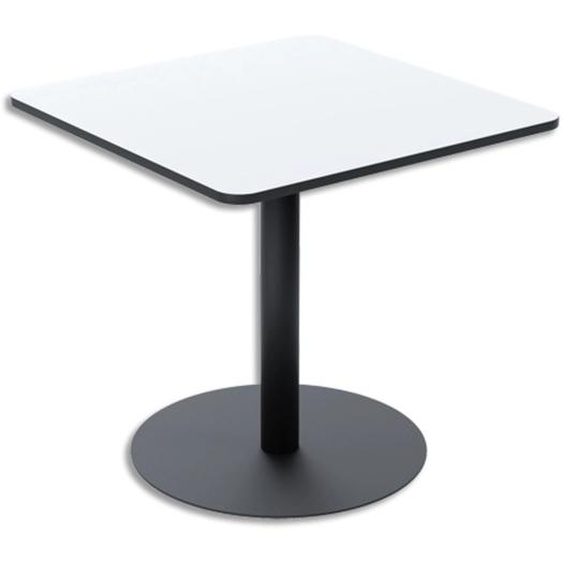 PAPERFLOW Table de restauration Mezzo carré 80x80cm. Pied noir et plateau stratifié blanc