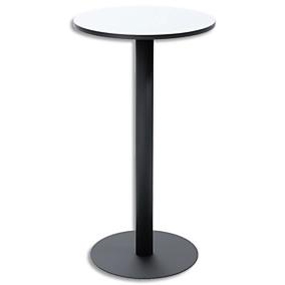 PAPERFLOW Table de restauration Mezzo haute ronde 60cm. Pied noir et plateau stratifié blanc