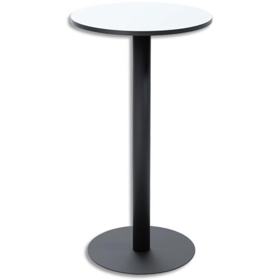 PAPERFLOW Table de restauration Mezzo haute ronde 60cm. Pied noir et plateau stratifié blanc