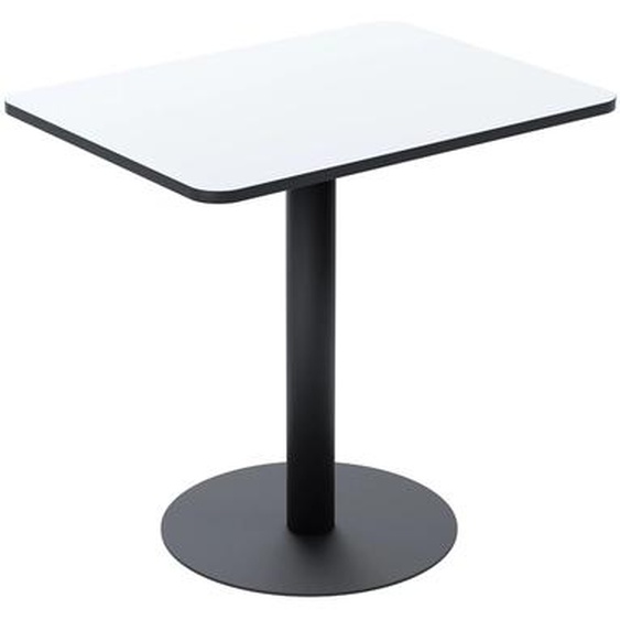 Paperflow Table de restauration rectangulaire Mezzo 60 x 80 cm - Plateau stratifié Blanc - Pied central en acier Noir