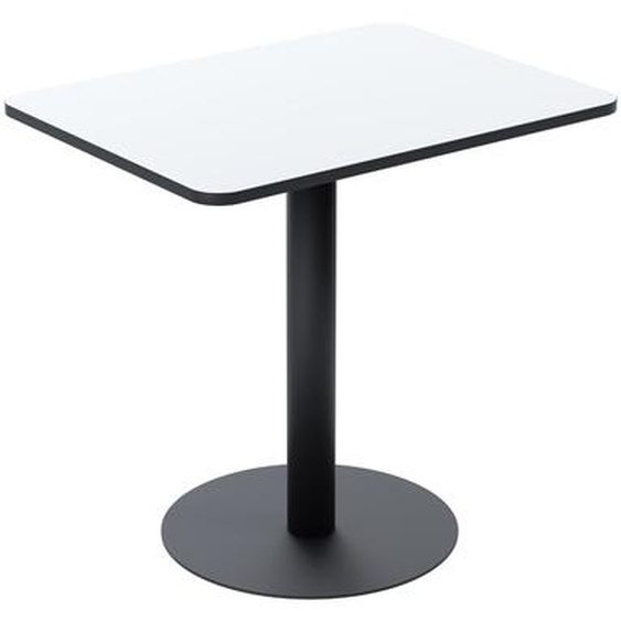 Paperflow Table de restauration rectangulaire Mezzo 60 x 80 cm - Plateau stratifié Blanc - Pied central en acier Noir