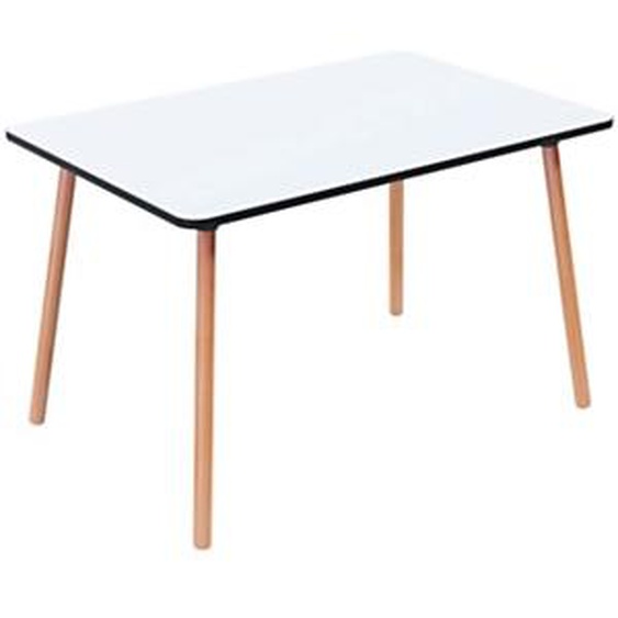 Paperflow Table de restauration rectangulaire Palomba 120 x 80 cm - Plateau Blanc - Pieds Hêtre massif vernis