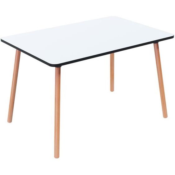 Paperflow Table de restauration rectangulaire Palomba 120 x 80 cm - Plateau Blanc - Pieds Hêtre massif vernis