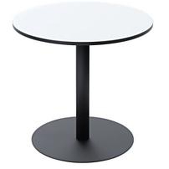 Paperflow Table de restauration ronde Mezzo plateau stratifié Blanc D.80 cm - Pied central en acier Noir