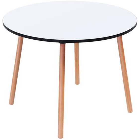 Paperflow Table de restauration ronde Palomba 100 cm - Plateau Blanc - Pieds Hêtre massif vernis