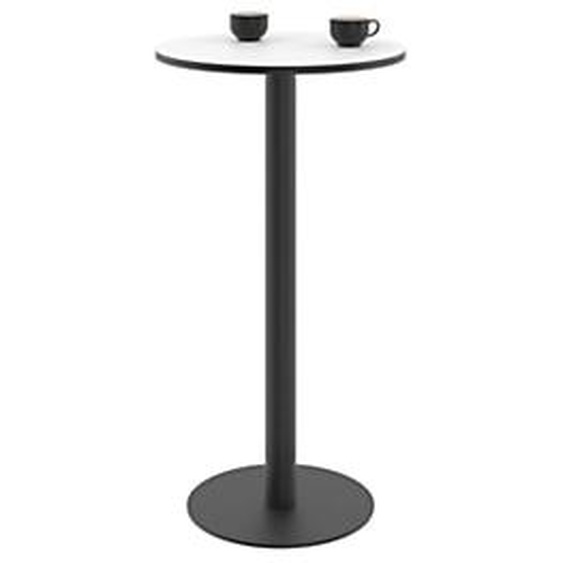 Paperflow Table haute de restauration ronde Mezzo plateau stratifié Blanc D.60 cm ht 100 cm - Pied central en acier Noir